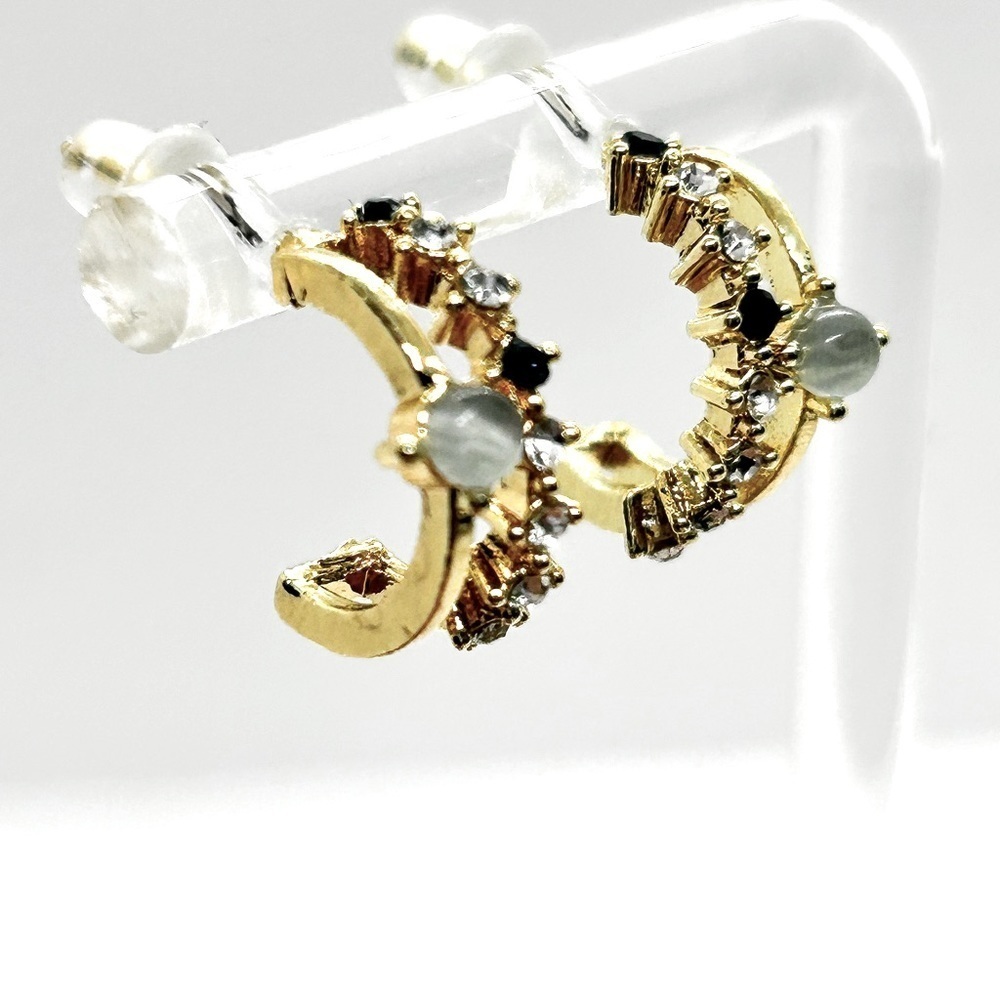 NWOT Stainless steel gold plated natural stones earrings. Dime sized